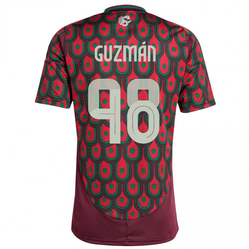 Kids Football Mexico Kinberly Guzman #98 Maroon Home Jersey 24-26 T-Shirt Uk