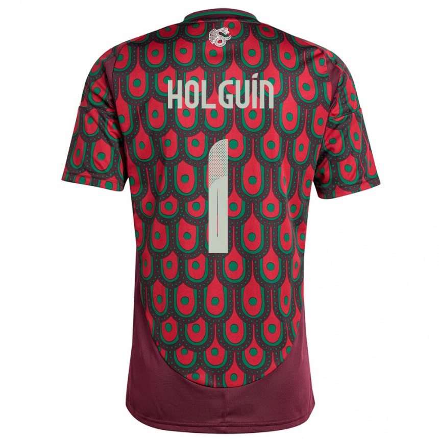 Kids Football Mexico Hector Holguin #1 Maroon Home Jersey 24-26 T-Shirt Uk