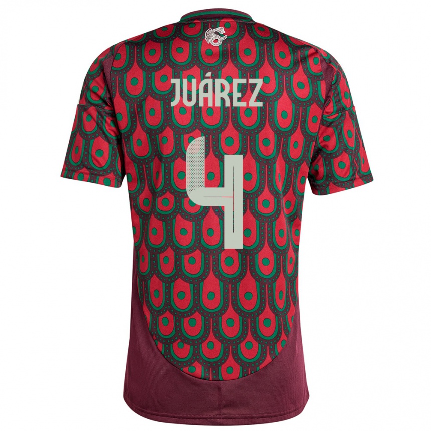 Kids Football Mexico Ramon Juarez #4 Maroon Home Jersey 24-26 T-Shirt Uk