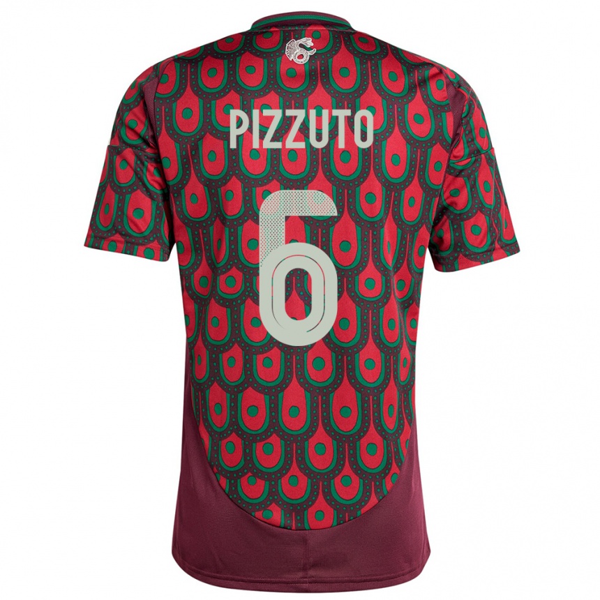 Kids Football Mexico Eugenio Pizzuto #6 Maroon Home Jersey 24-26 T-Shirt Uk