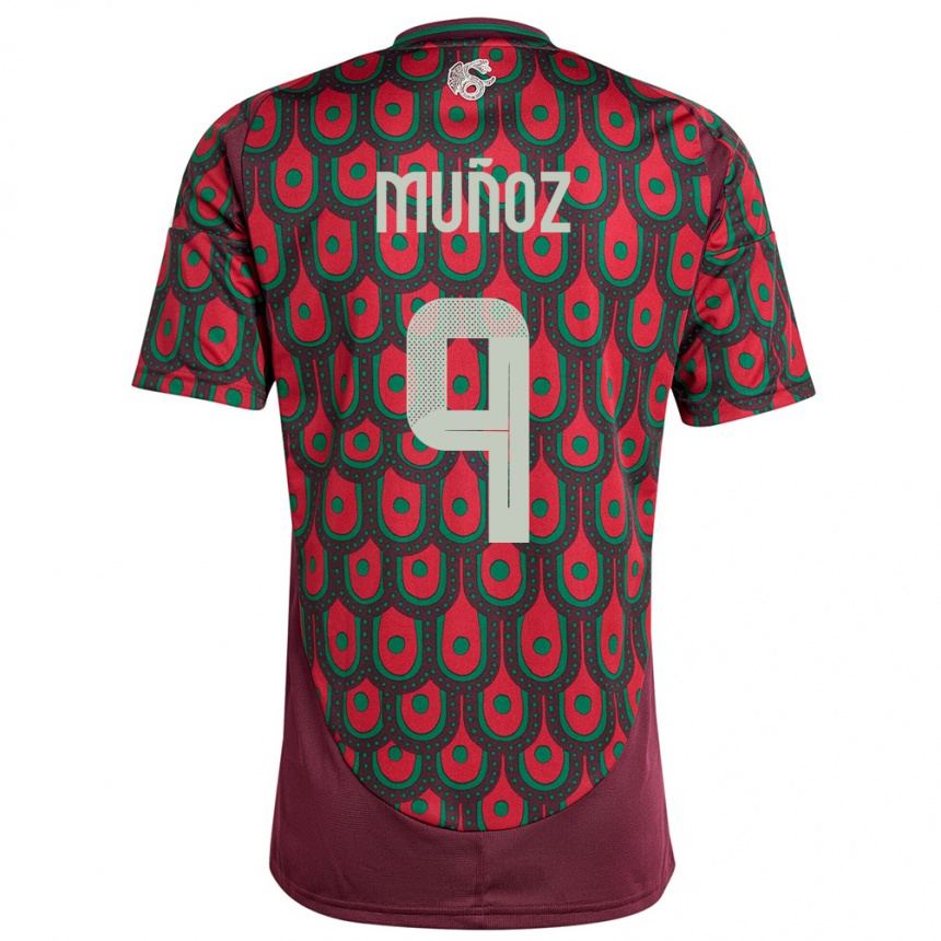 Kids Football Mexico Santiago Munoz #9 Maroon Home Jersey 24-26 T-Shirt Uk