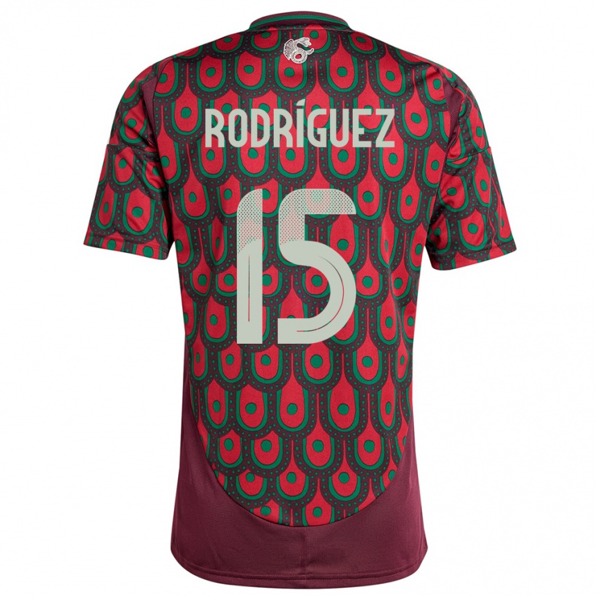 Kids Football Mexico Jorge Rodriguez #15 Maroon Home Jersey 24-26 T-Shirt Uk