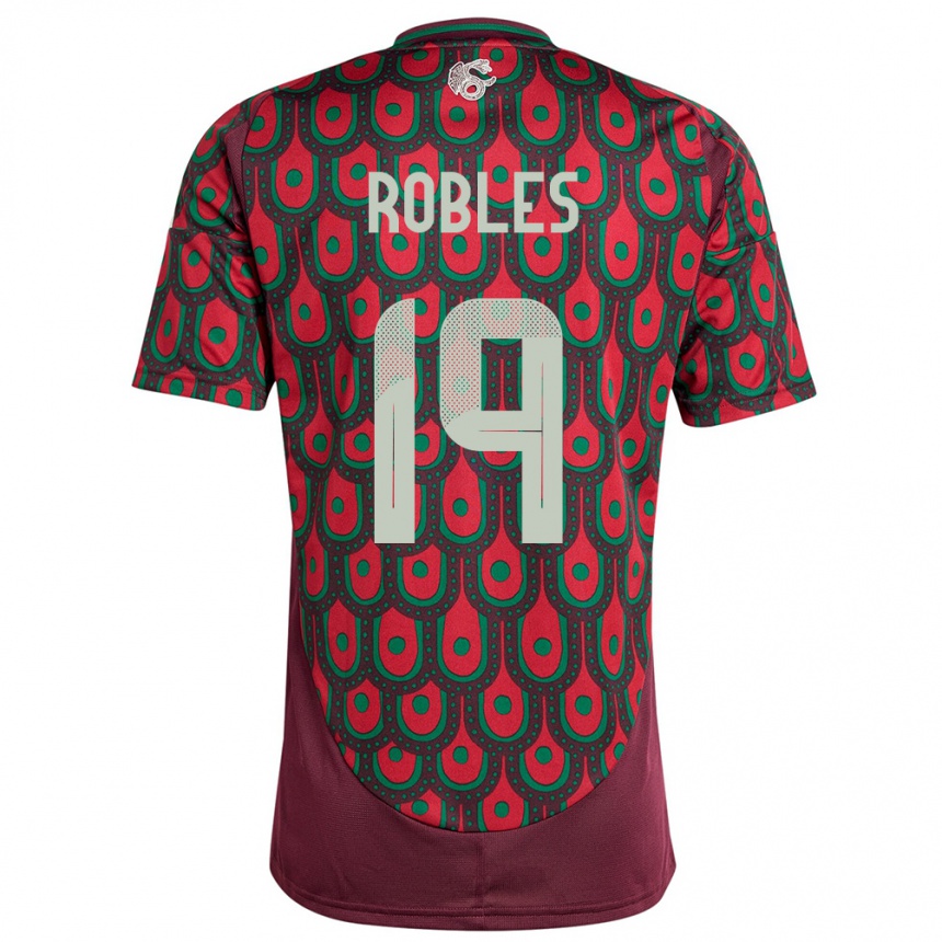 Kids Football Mexico Angel Robles #19 Maroon Home Jersey 24-26 T-Shirt Uk