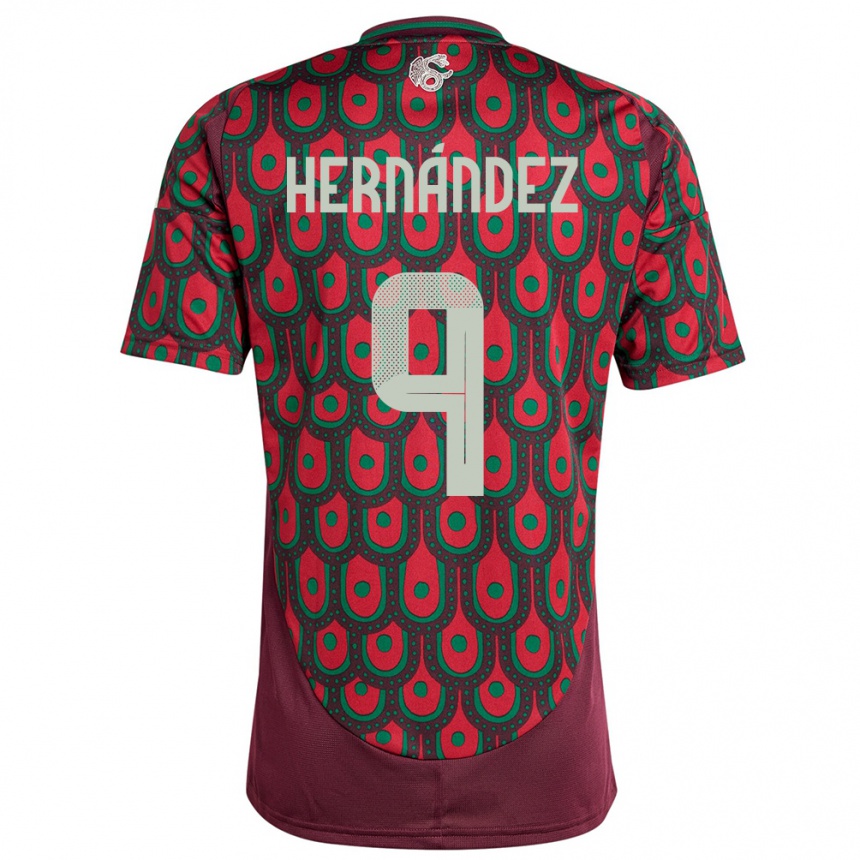 Kids Football Mexico Jesus Hernandez #9 Maroon Home Jersey 24-26 T-Shirt Uk