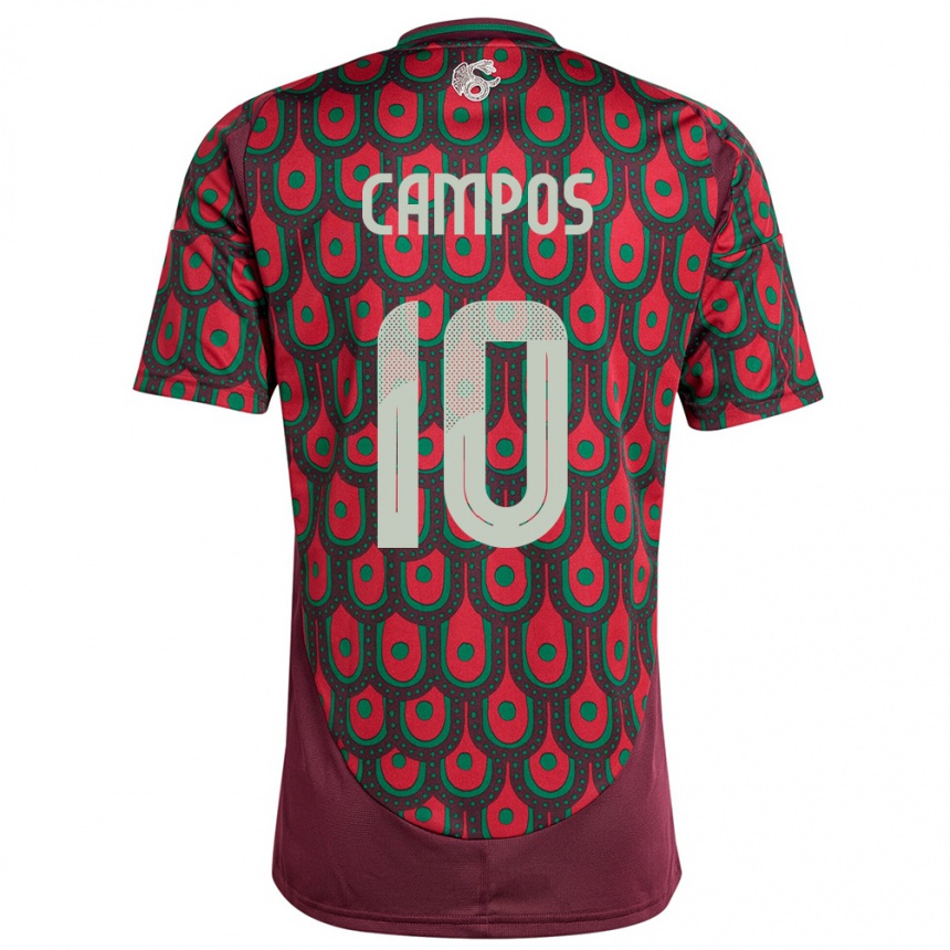 Kids Football Mexico Karel Campos #10 Maroon Home Jersey 24-26 T-Shirt Uk