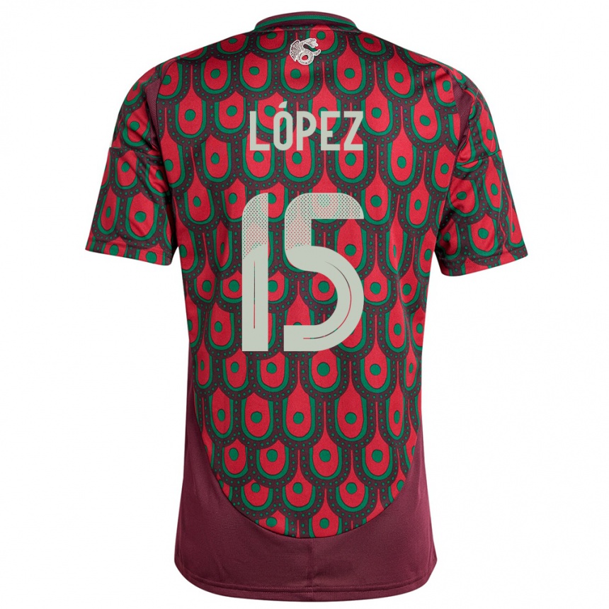 Kids Football Mexico Everardo Lopez #15 Maroon Home Jersey 24-26 T-Shirt Uk