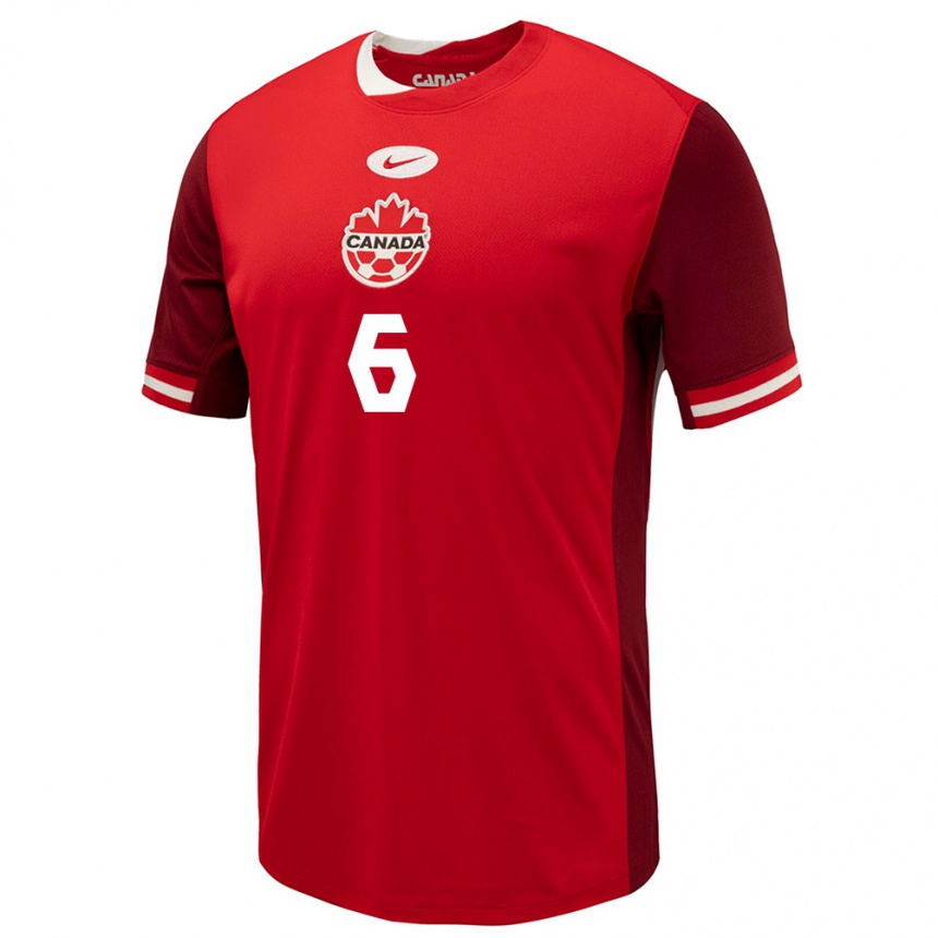 Kids Football Canada Matteo Campagna #6 Red Home Jersey 24-26 T-Shirt Uk