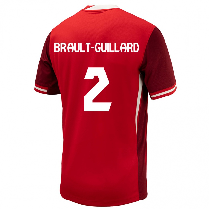 Kids Football Canada Zachary Brault-Guillard #2 Red Home Jersey 24-26 T-Shirt Uk