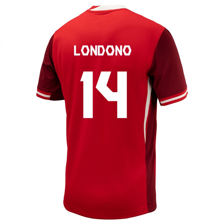 Kids Football Canada Tyler Londono #14 Red Home Jersey 24-26 T-Shirt Uk