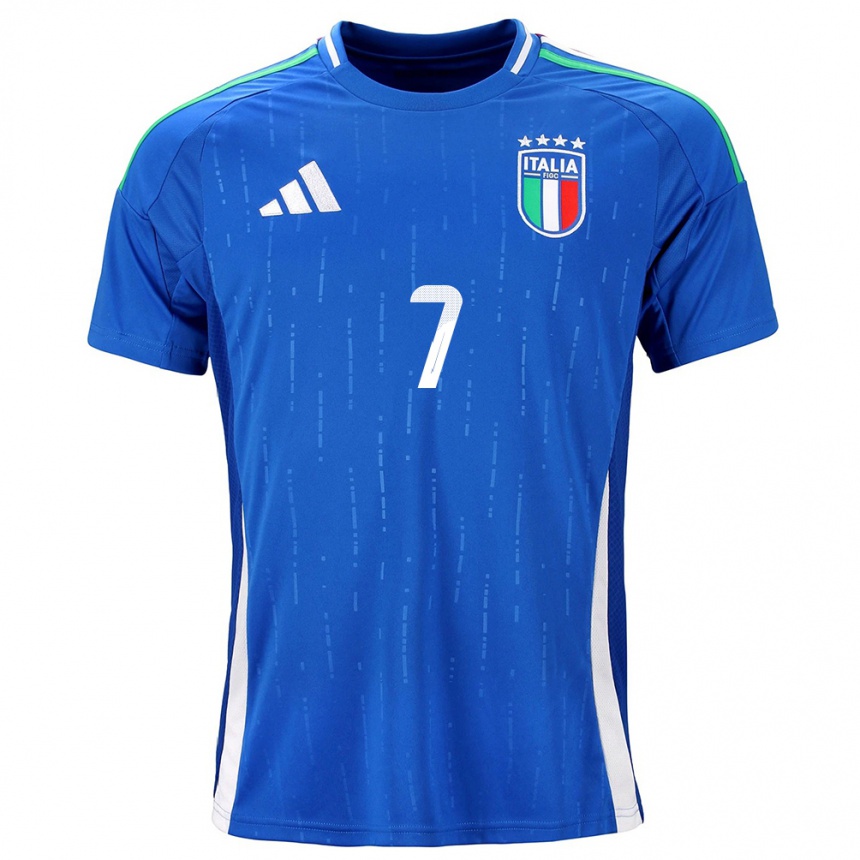 Kids Football Italy Davide Frattesi #7 Blue Home Jersey 24-26 T-Shirt Uk