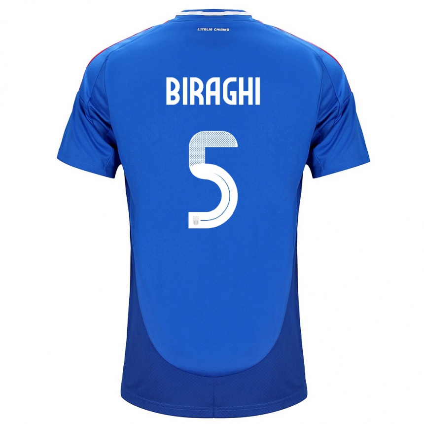 Kids Football Italy Cristiano Biraghi #5 Blue Home Jersey 24-26 T-Shirt Uk