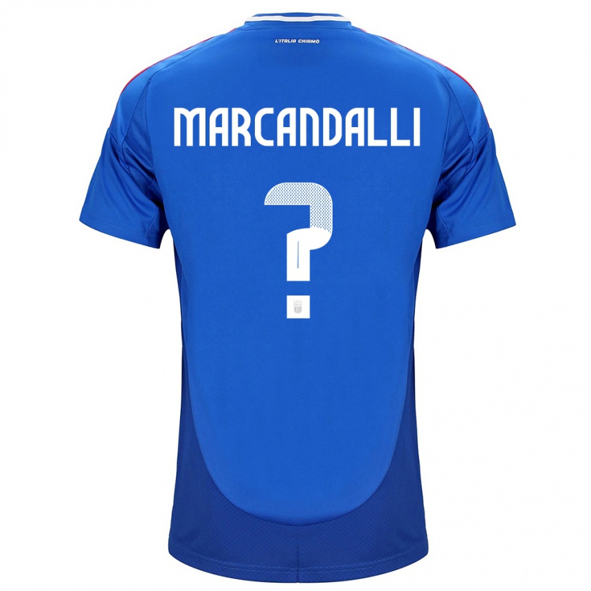 Kids Football Italy Alessandro Marcandalli #0 Blue Home Jersey 24-26 T-Shirt Uk