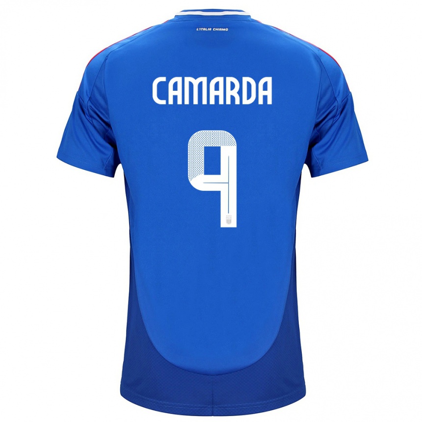 Kids Football Italy Francesco Camarda #9 Blue Home Jersey 24-26 T-Shirt Uk