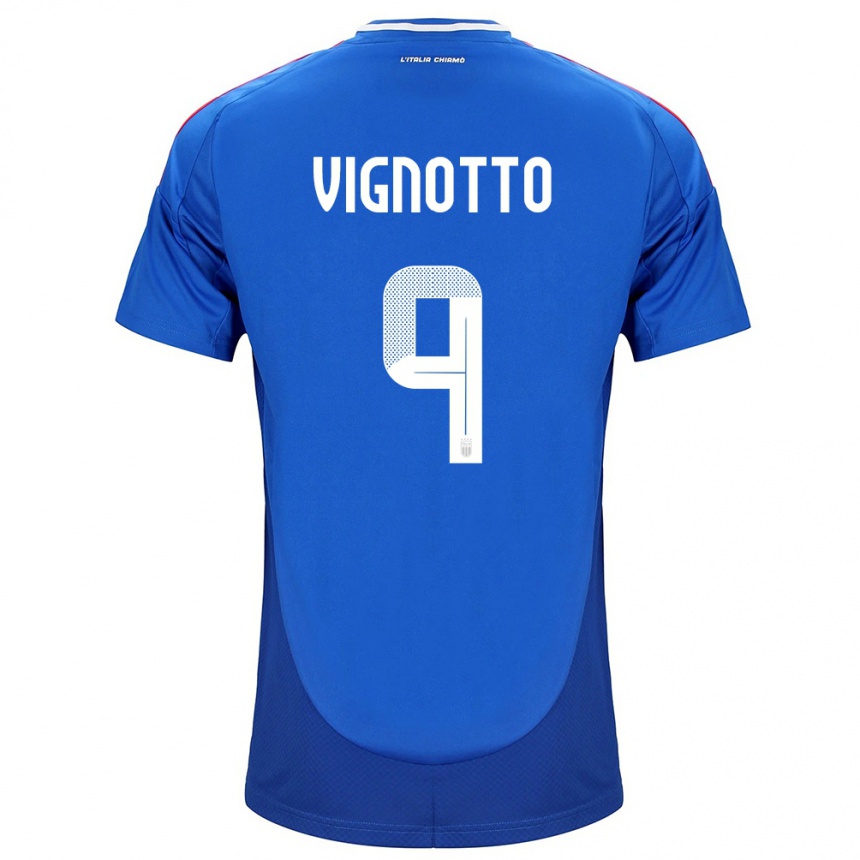 Kids Football Italy Elisabetta Vignotto #9 Blue Home Jersey 24-26 T-Shirt Uk