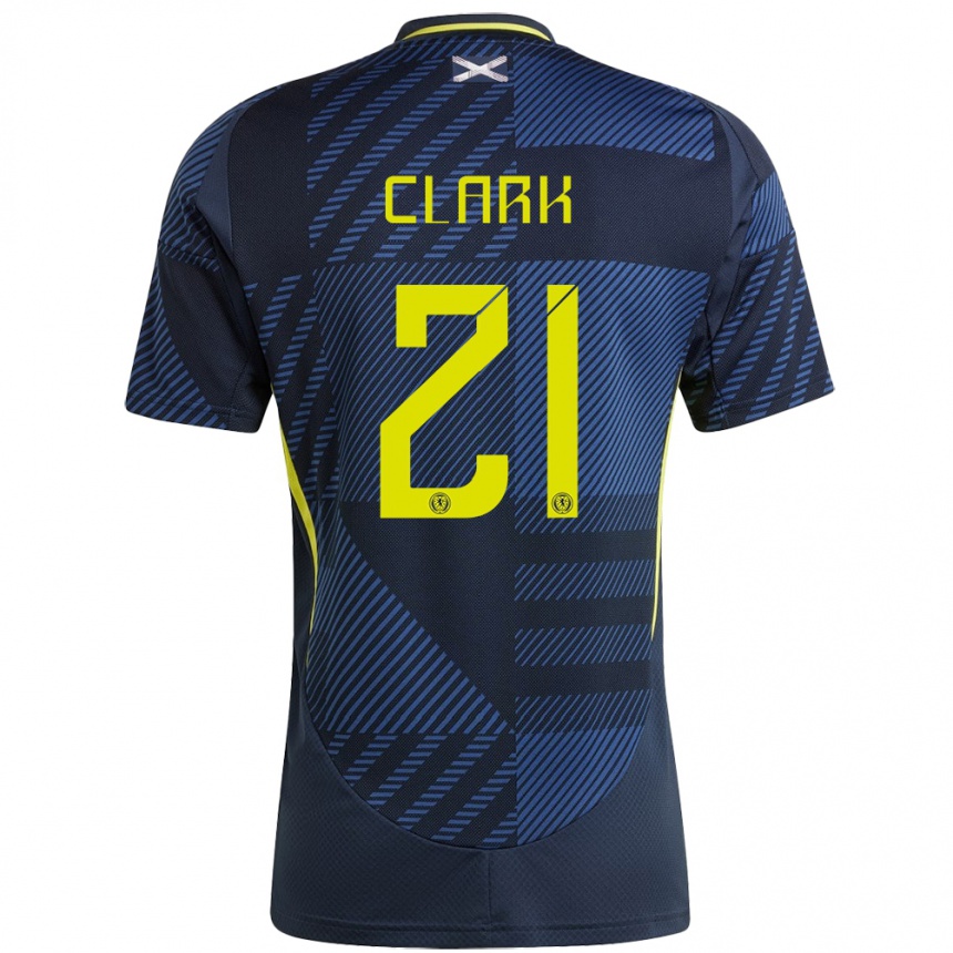 Kids Football Scotland Zander Clark #21 Dark Blue Home Jersey 24-26 T-Shirt Uk