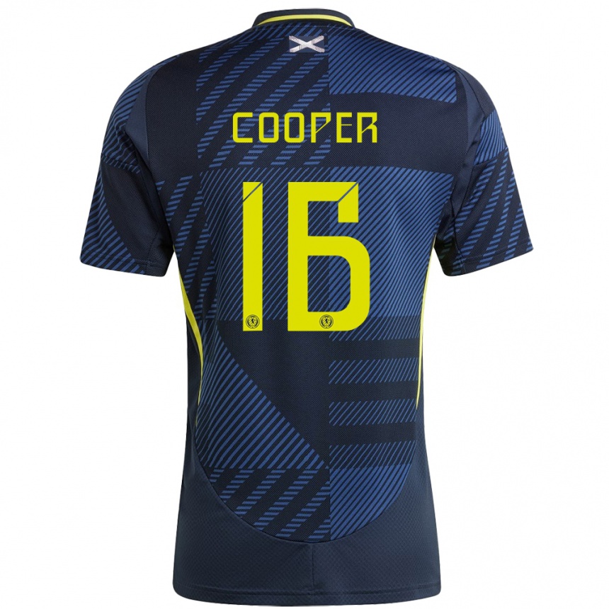 Kids Football Scotland Liam Cooper #16 Dark Blue Home Jersey 24-26 T-Shirt Uk