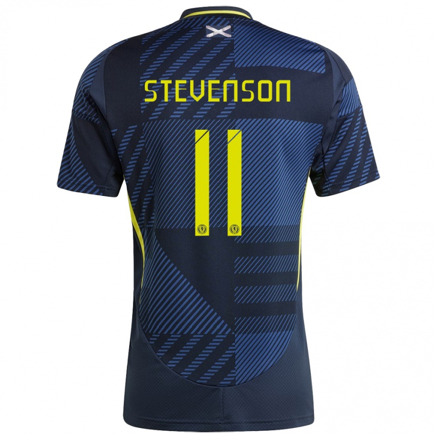 Kids Football Scotland Gus Stevenson #11 Dark Blue Home Jersey 24-26 T-Shirt Uk