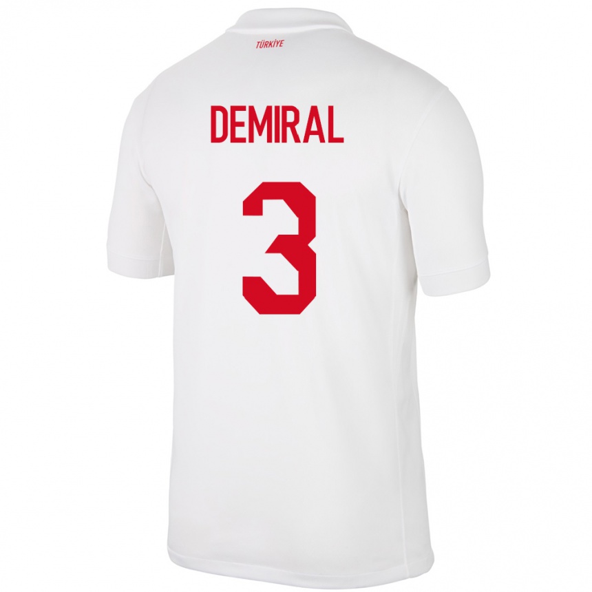 Kids Football Turkey Merih Demiral #3 White Home Jersey 24-26 T-Shirt Uk