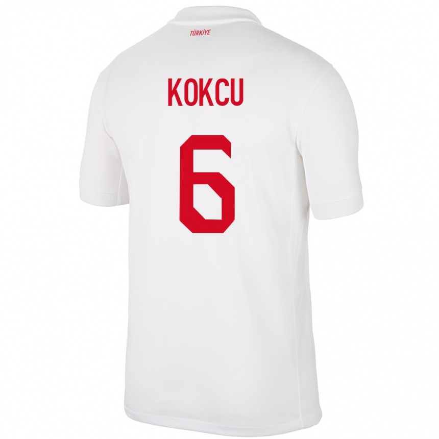 Kids Football Turkey Orkun Kökçü #6 White Home Jersey 24-26 T-Shirt Uk