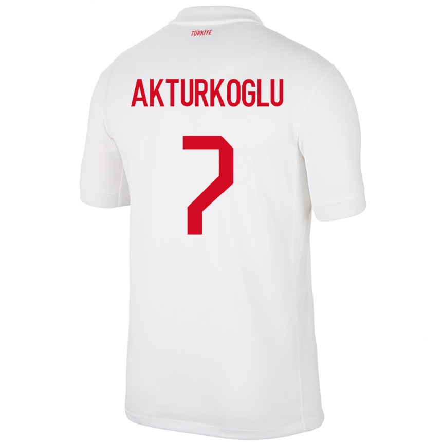 Kids Football Turkey Kerem Aktürkoğlu #7 White Home Jersey 24-26 T-Shirt Uk