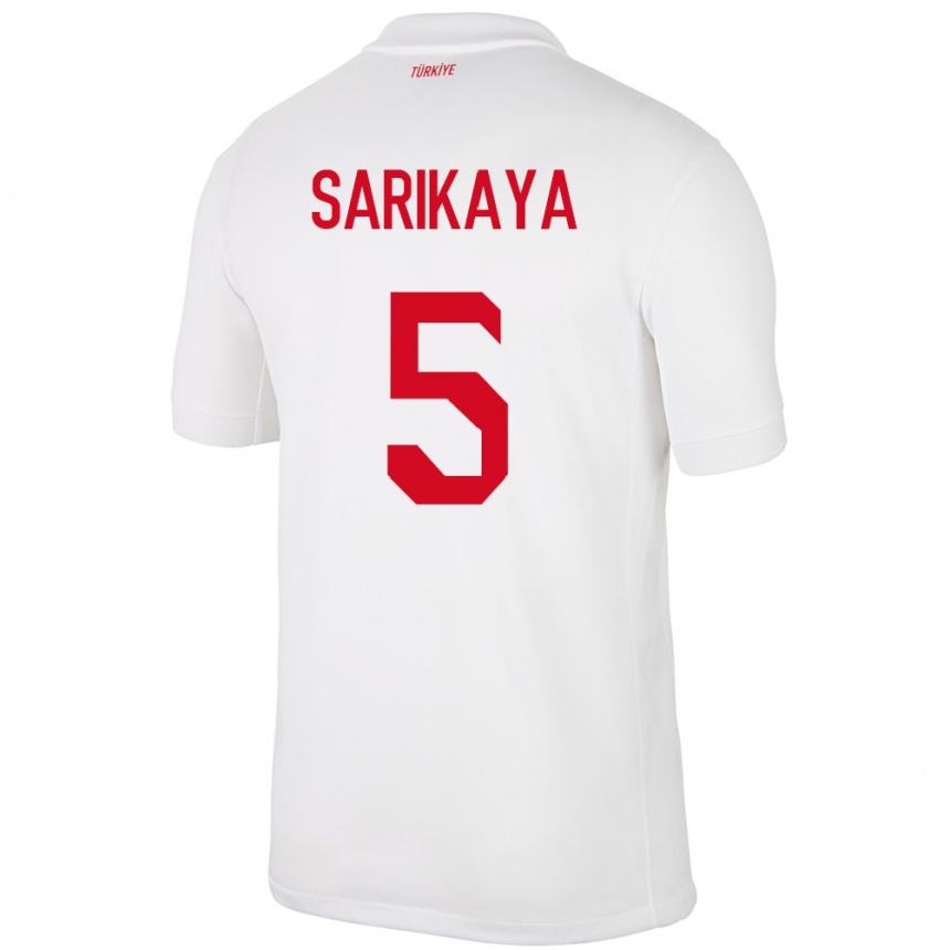 Kids Football Turkey Efe Sarıkaya #5 White Home Jersey 24-26 T-Shirt Uk