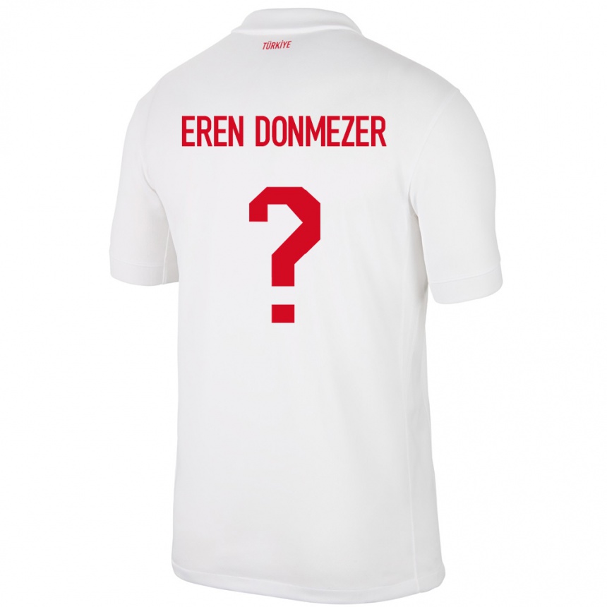 Kids Football Turkey Deniz Eren Dönmezer #0 White Home Jersey 24-26 T-Shirt Uk