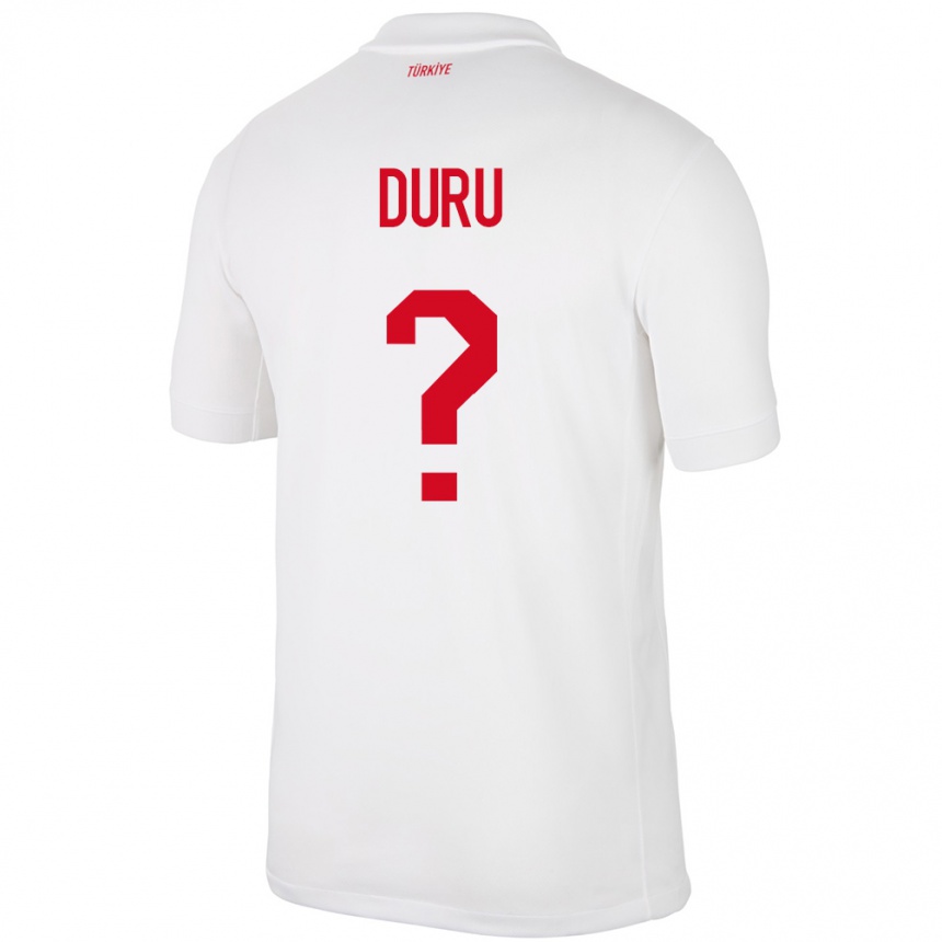 Kids Football Turkey Mustafa Duru #0 White Home Jersey 24-26 T-Shirt Uk