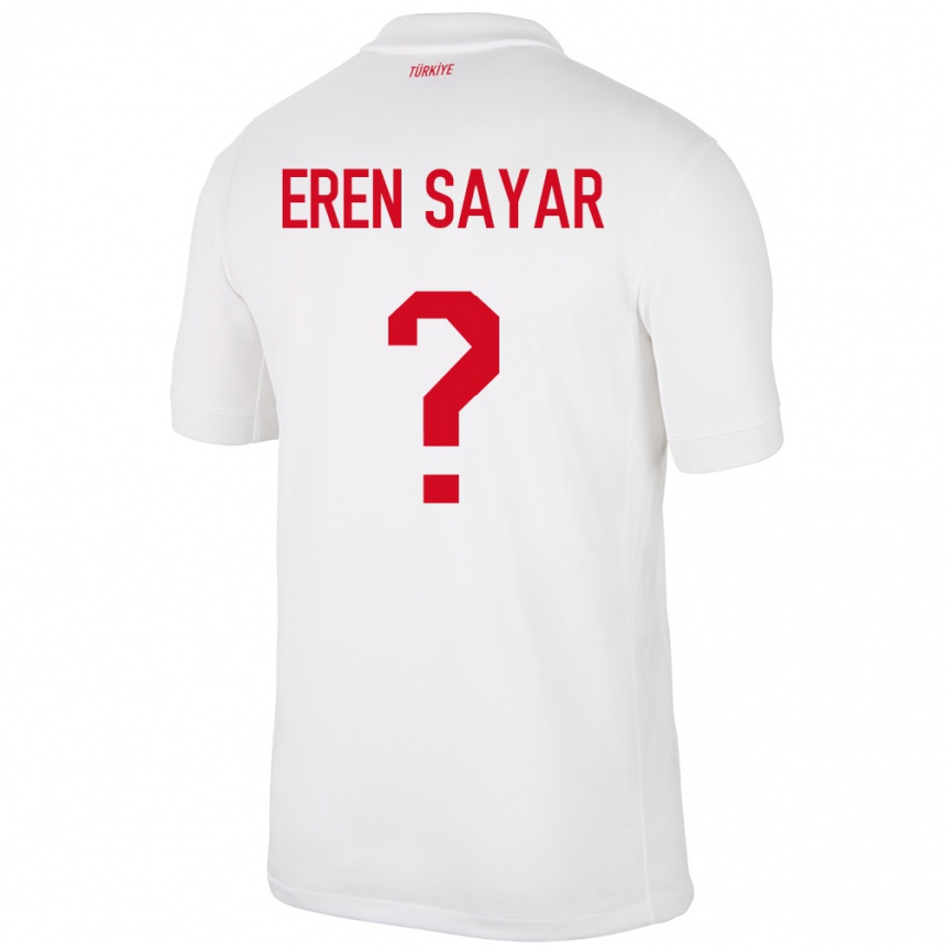 Kids Football Turkey Emin Eren Sayar #0 White Home Jersey 24-26 T-Shirt Uk