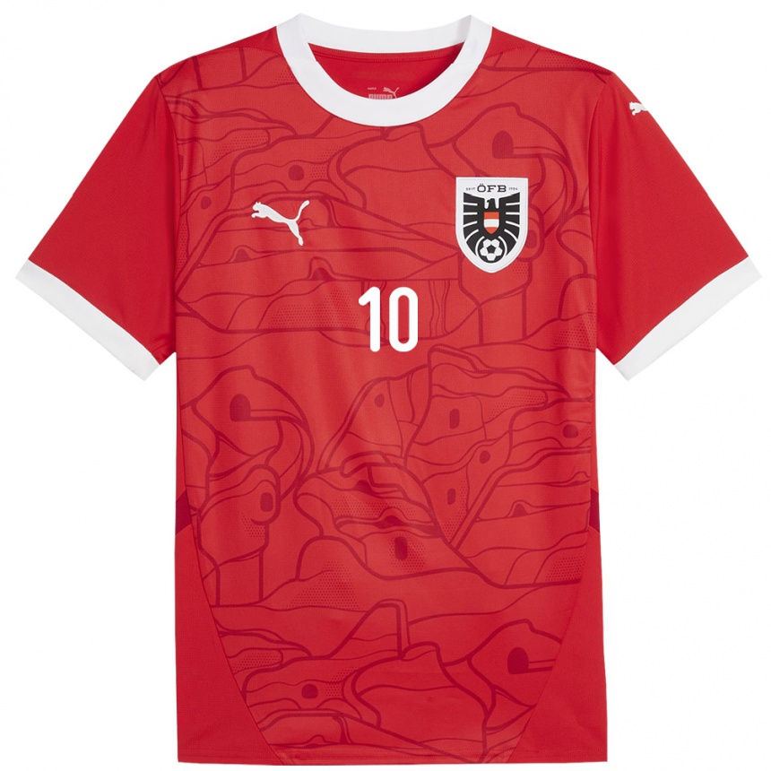 Kids Football Austria Christoph Lang #10 Red Home Jersey 24-26 T-Shirt Uk