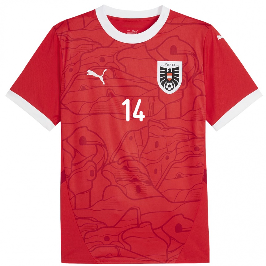 Kids Football Austria Marie Höbinger #14 Red Home Jersey 24-26 T-Shirt Uk