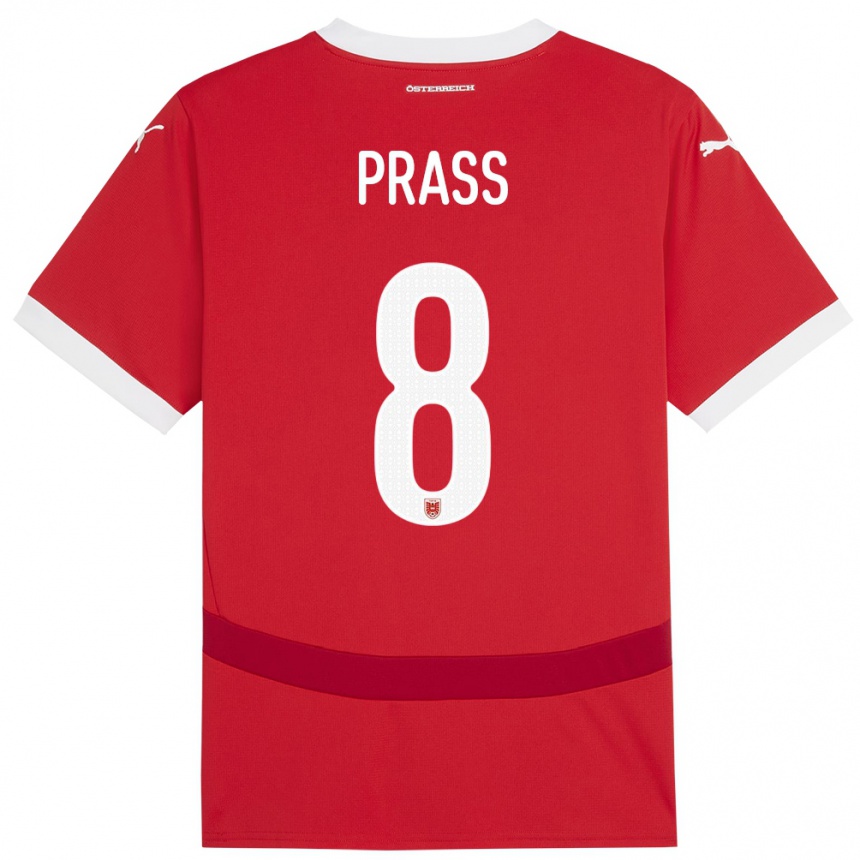 Kids Football Austria Alexander Prass #8 Red Home Jersey 24-26 T-Shirt Uk