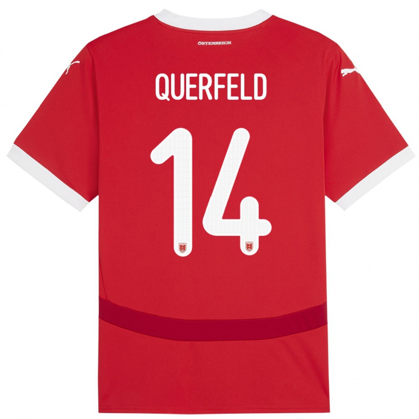 Kids Football Austria Leopold Querfeld #14 Red Home Jersey 24-26 T-Shirt Uk