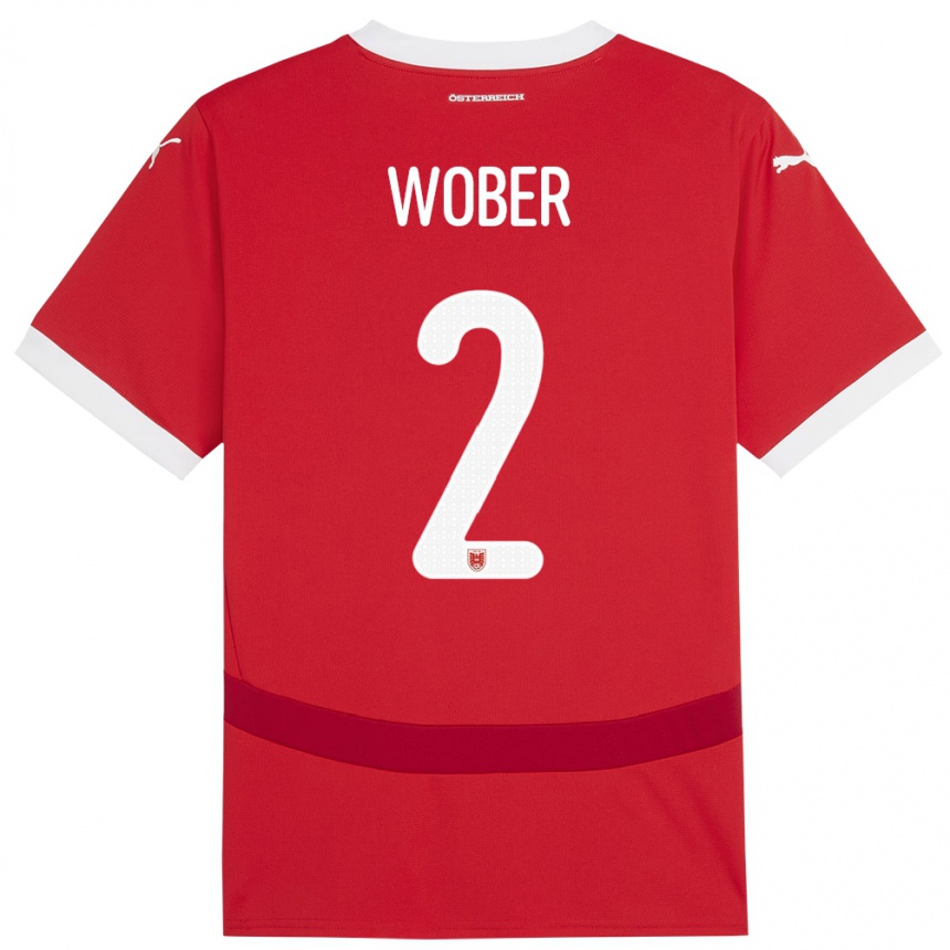 Kids Football Austria Maximilian Wöber #2 Red Home Jersey 24-26 T-Shirt Uk