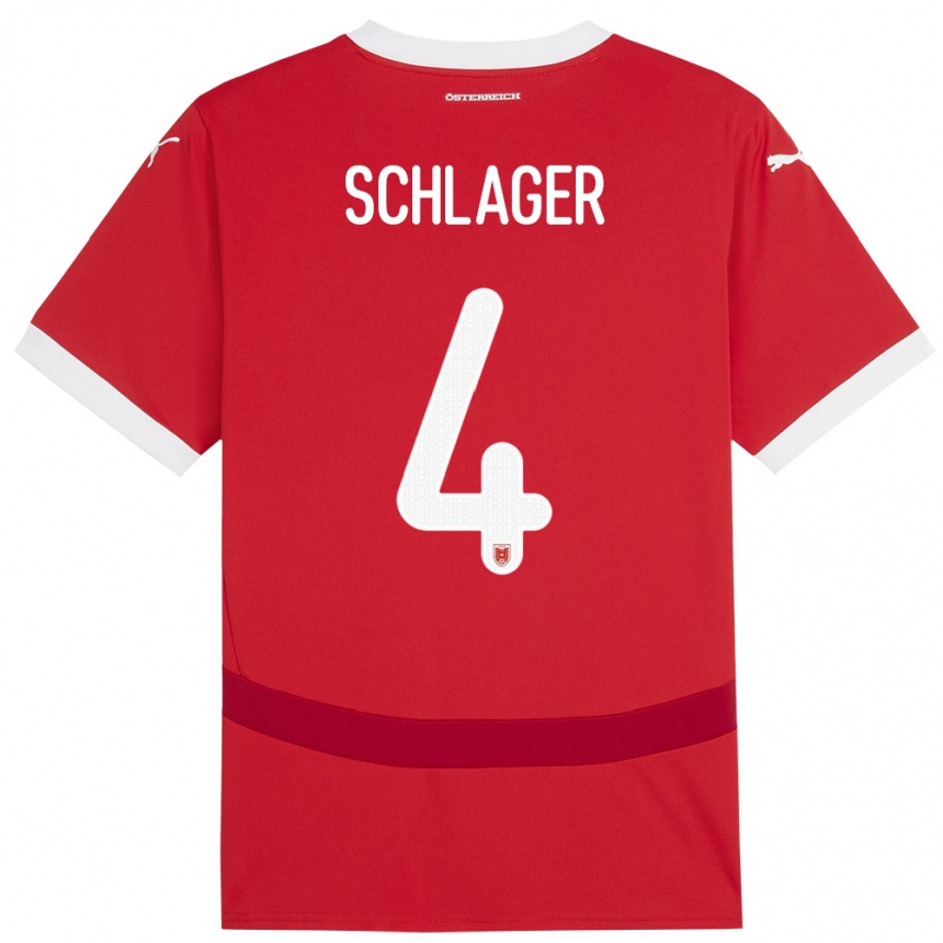 Kids Football Austria Xaver Schlager #4 Red Home Jersey 24-26 T-Shirt Uk