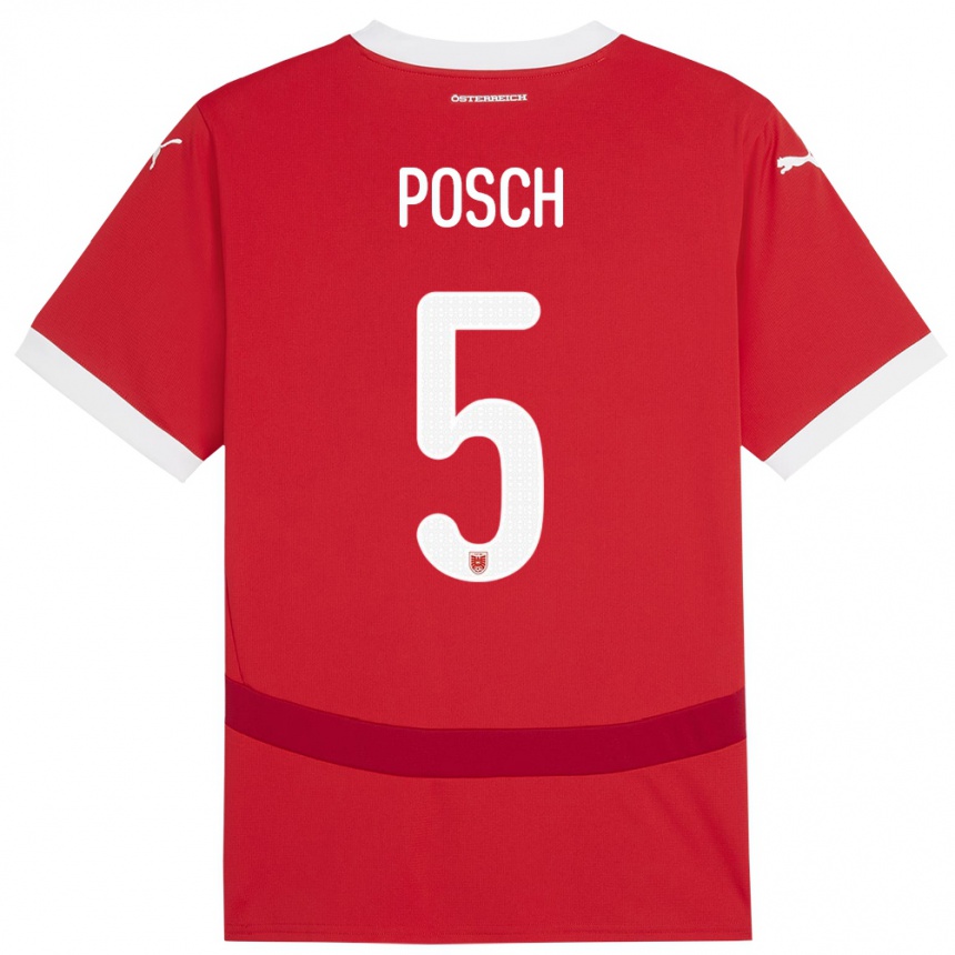 Kids Football Austria Stefan Posch #5 Red Home Jersey 24-26 T-Shirt Uk