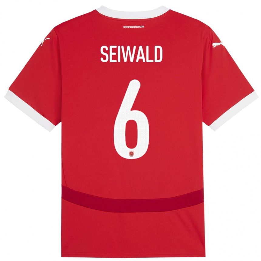 Kids Football Austria Nicolas Seiwald #6 Red Home Jersey 24-26 T-Shirt Uk