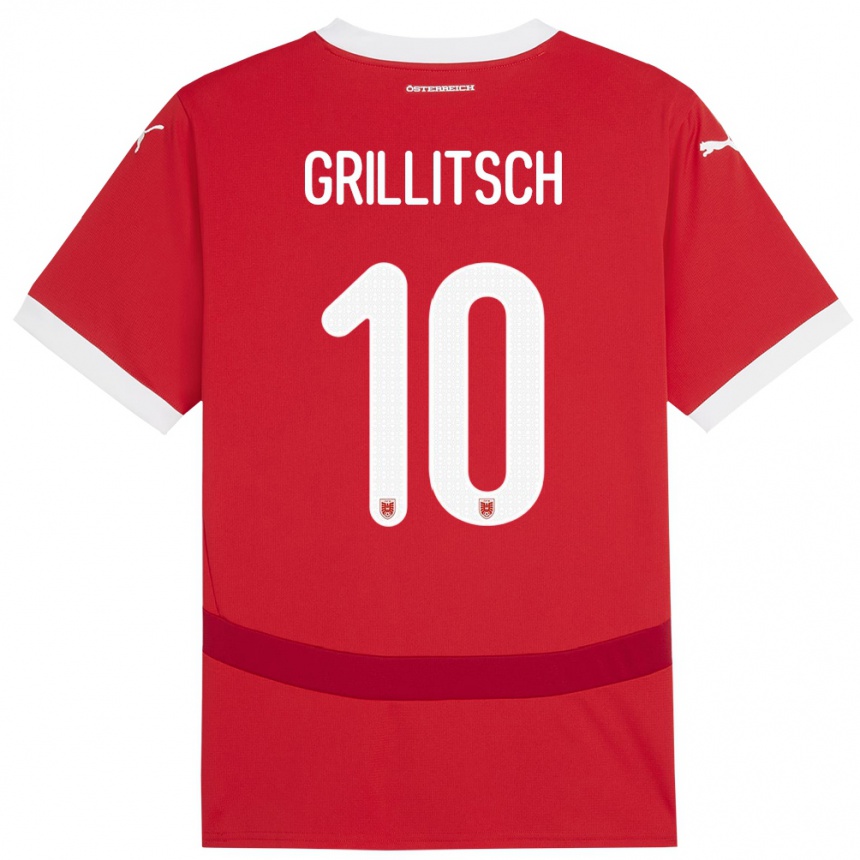 Kids Football Austria Florian Grillitsch #10 Red Home Jersey 24-26 T-Shirt Uk