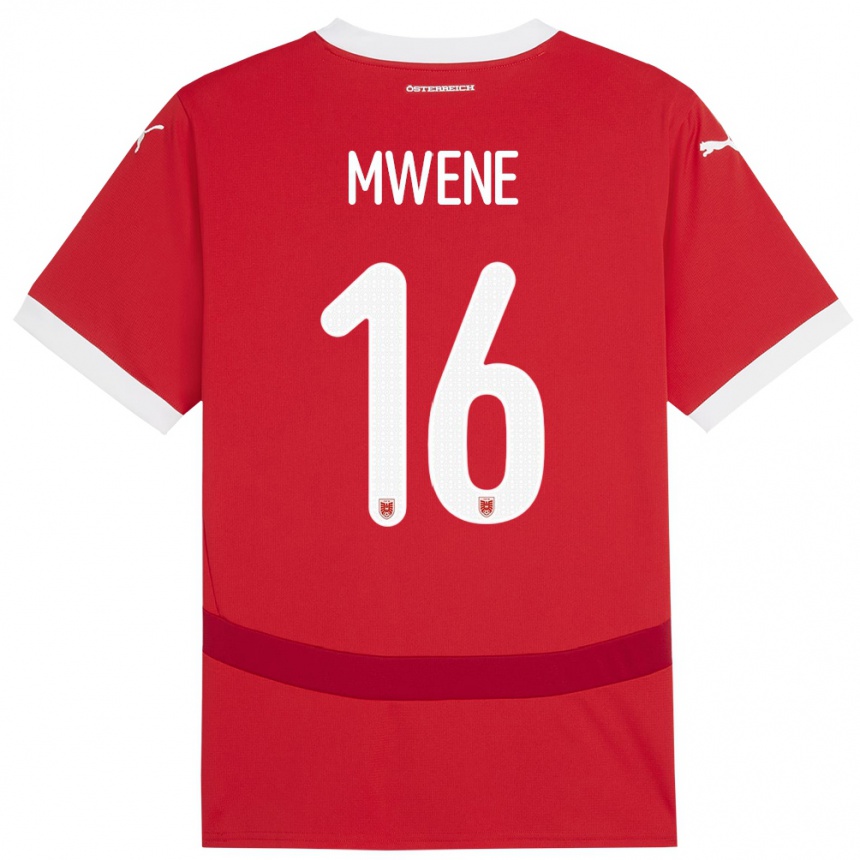 Kids Football Austria Phillipp Mwene #16 Red Home Jersey 24-26 T-Shirt Uk