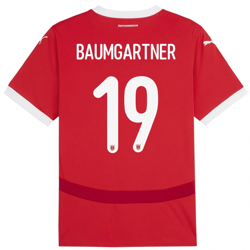 Kids Football Austria Christoph Baumgartner #19 Red Home Jersey 24-26 T-Shirt Uk