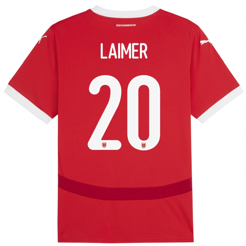 Kids Football Austria Konrad Laimer #20 Red Home Jersey 24-26 T-Shirt Uk