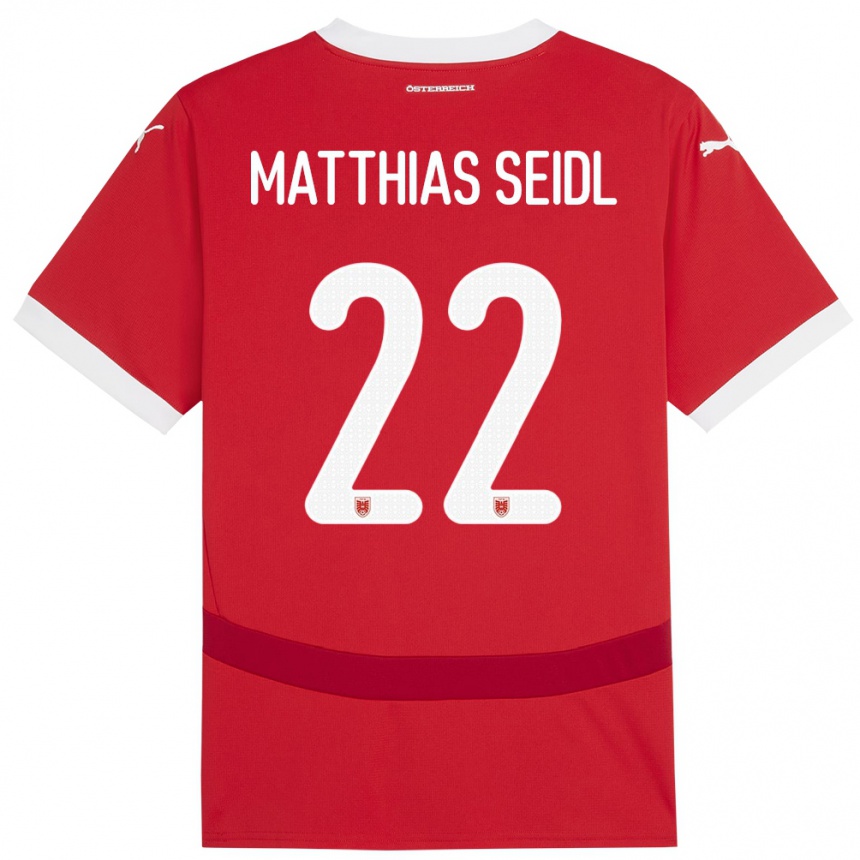 Kids Football Austria Matthias Seidl #22 Red Home Jersey 24-26 T-Shirt Uk