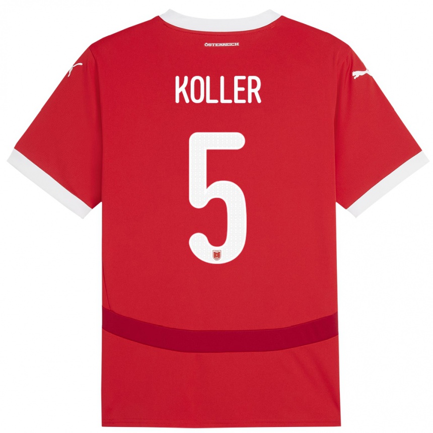 Kids Football Austria Paul Koller #5 Red Home Jersey 24-26 T-Shirt Uk