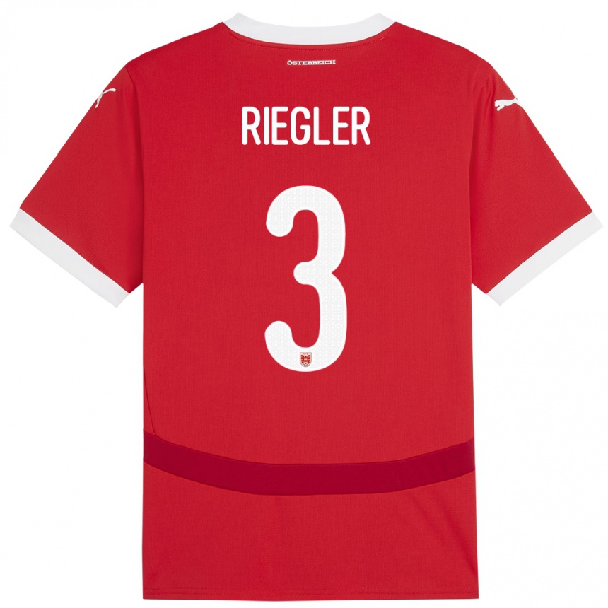 Kids Football Austria David Riegler #3 Red Home Jersey 24-26 T-Shirt Uk