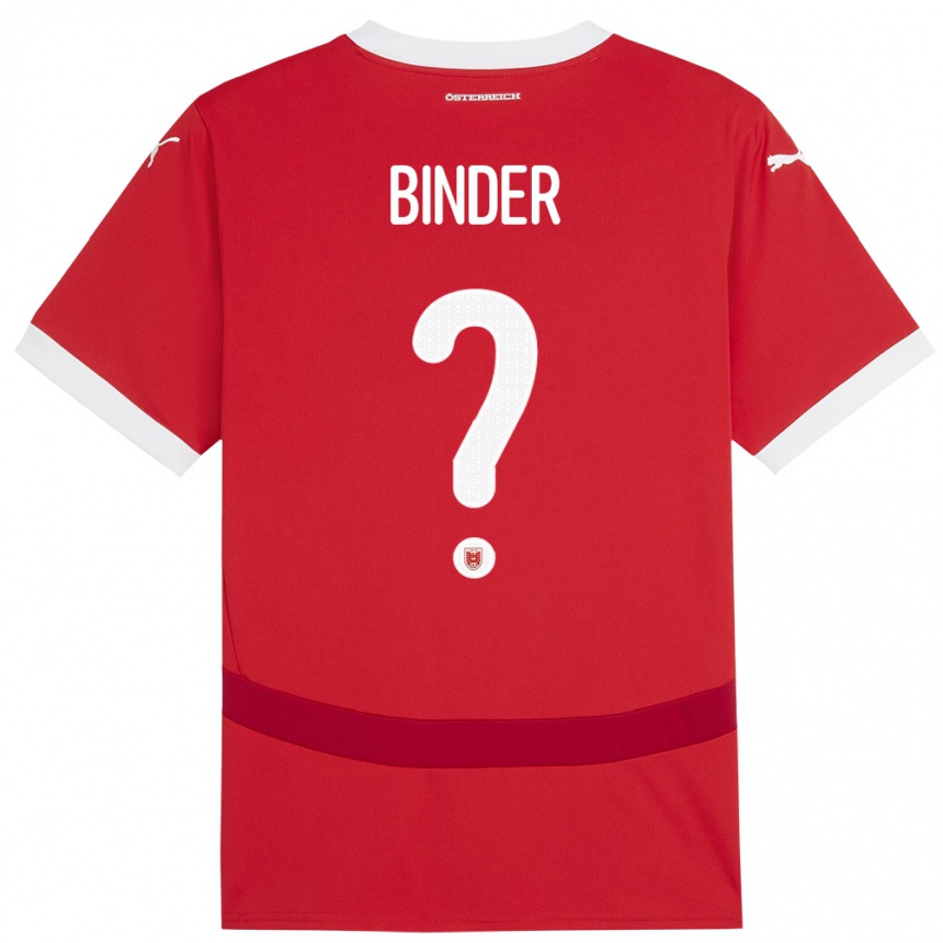 Kids Football Austria Nicolas Binder #0 Red Home Jersey 24-26 T-Shirt Uk