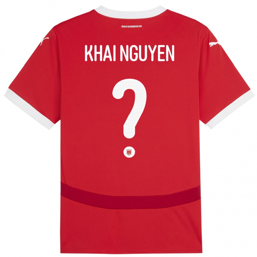 Kids Football Austria Quoc Khai Nguyen #0 Red Home Jersey 24-26 T-Shirt Uk