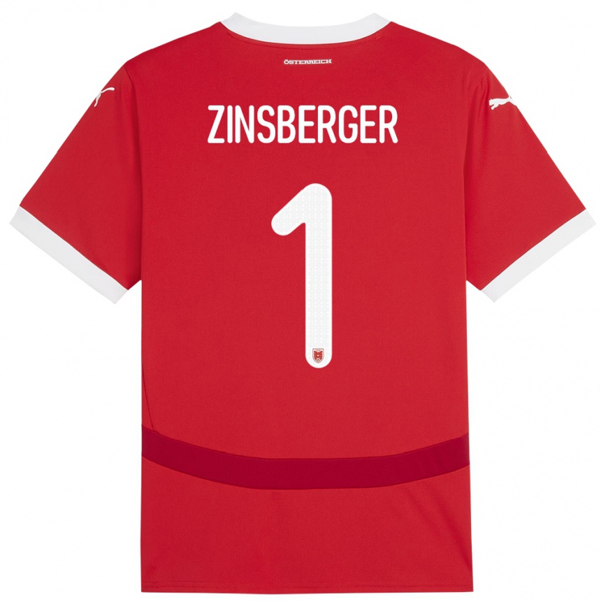 Kids Football Austria Manuela Zinsberger #1 Red Home Jersey 24-26 T-Shirt Uk