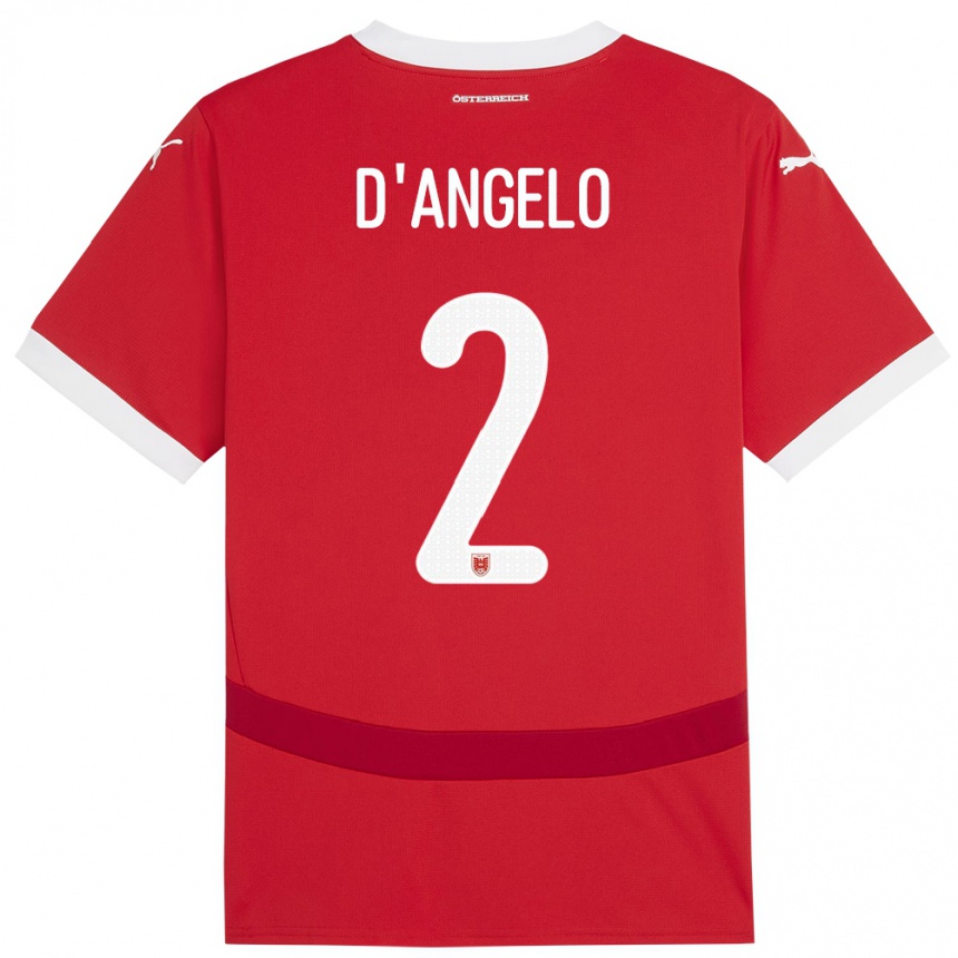 Kids Football Austria Chiara D’angelo #2 Red Home Jersey 24-26 T-Shirt Uk