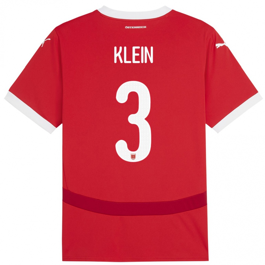 Kids Football Austria Jennifer Klein #3 Red Home Jersey 24-26 T-Shirt Uk