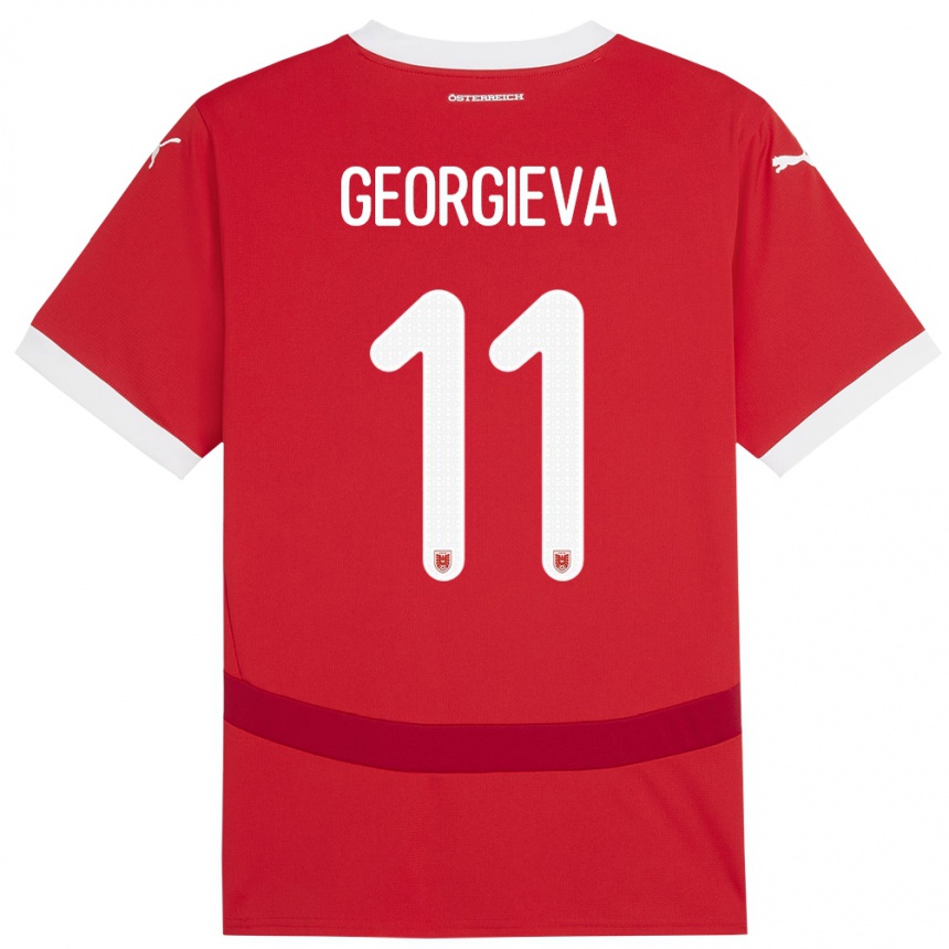 Kids Football Austria Marina Georgieva #11 Red Home Jersey 24-26 T-Shirt Uk