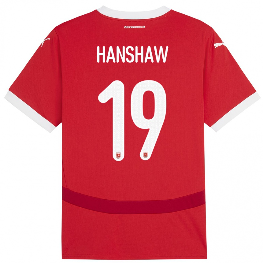 Kids Football Austria Verena Hanshaw #19 Red Home Jersey 24-26 T-Shirt Uk